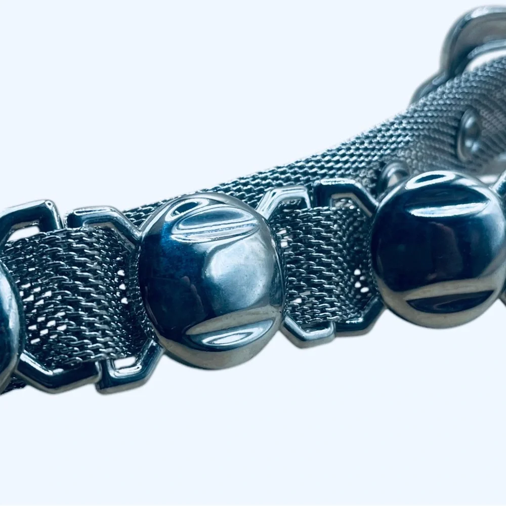 Women’s Silver Mesh Belt with Silver Medallions